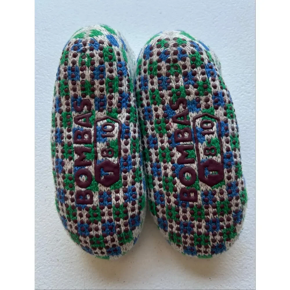 Bombas Gripper Slippers Kids Sz 8-10 Nonslip Bottoms Nordic Sweater Faux Sherpa